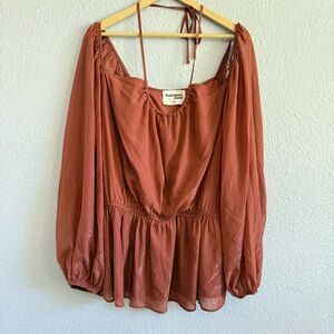 Savanna Jane Tie Neck Off the Shoulder Size 2X NWT in Bronze‎